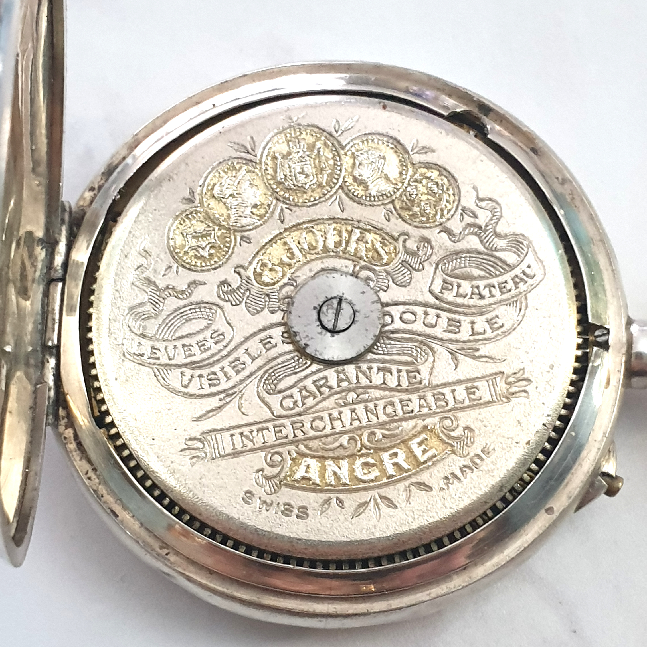 8 DAY HEBDOMAS TOP WIND POCKET WATCH WITH ENAMELLED DIAL AND VISIBLE ESCAPEMENT IN STERLING SILVER - Image 10 of 13