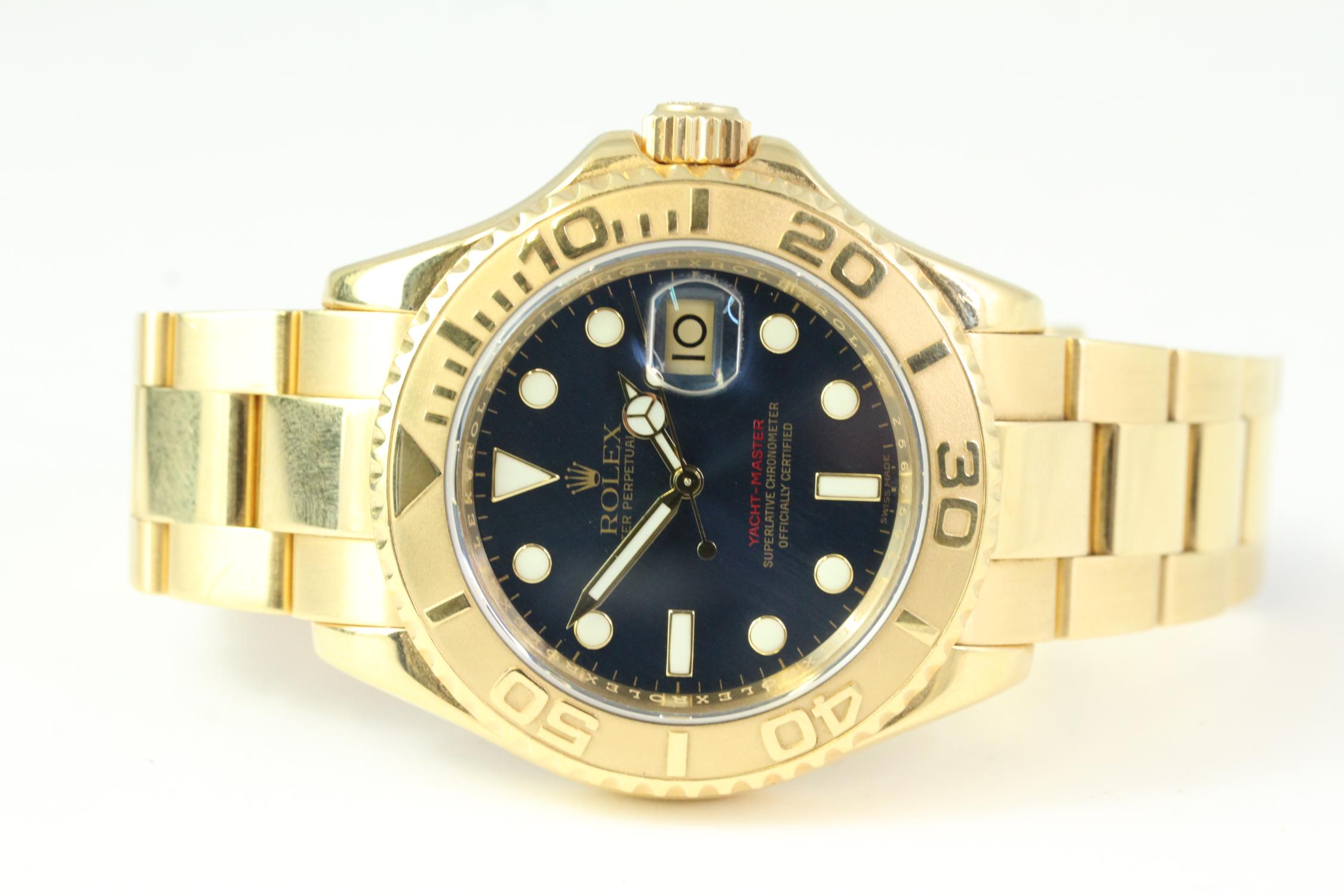 18CT GOLD ROLEX YACHT-MASTER 16628 WITH BOX AND PAPERS 2008 - Image 6 of 12