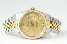 GENTLEMEN'S ROLEX OYSTER PERPETUAL DATEJUST REFERENCE 16013 CIRCA 1987, champagne diamond dot
