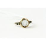 Antique gold and rose diamond moonstone ring. Measures uk size p 1/2 , set with rose diamonds and