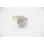 Fine 18ct Gold and Diamond Cluster Ring Fully hallmarked with a Birmingham Assay Office mark by