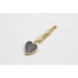 9ct gold opal & onyx heart pendant necklace (1.4g)