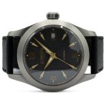 GENTLEMAN'S DENNISON AUTOMATIC BLACK DIAL, DENCO53, CIRCA. 2016, circular black waffle dial with