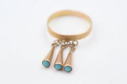 14ct gold turquoise tassels ring (1.8g)