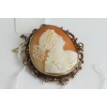 Antique 9ct gold carved cameo brooch , set in a 9c gold frame. The brooch measureâ€™s 6cm x 5,5cm