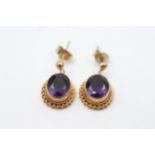 9ct gold amethyst drop earrings (2.7g)