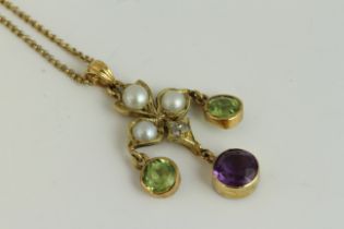 Antique high carat gold suffragette necklace. Set In yellow high carat gold with rose cut