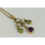 Antique high carat gold suffragette necklace. Set In yellow high carat gold with rose cut