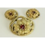 Antique high carat gold 1858 russian diamond and garnet jewellery suite. Marked with russian marks