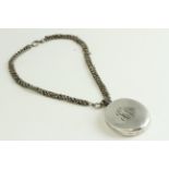 Antique Victorian large sterling silver locket and collar neckalce . Set in solid sterling silver