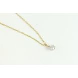 18YG Diamond Solitaire Pendant & Chain D0.77