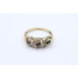 9ct gold sapphire & diamond fronted ring (2.7g)