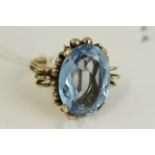 Vintage 9ct gold large blue stone ring. Fully hallmarked with a london assay office . The head of