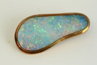 Fine large natural 14ct gold boulder opal brooch , marked 14k as well as a full hallmark by the