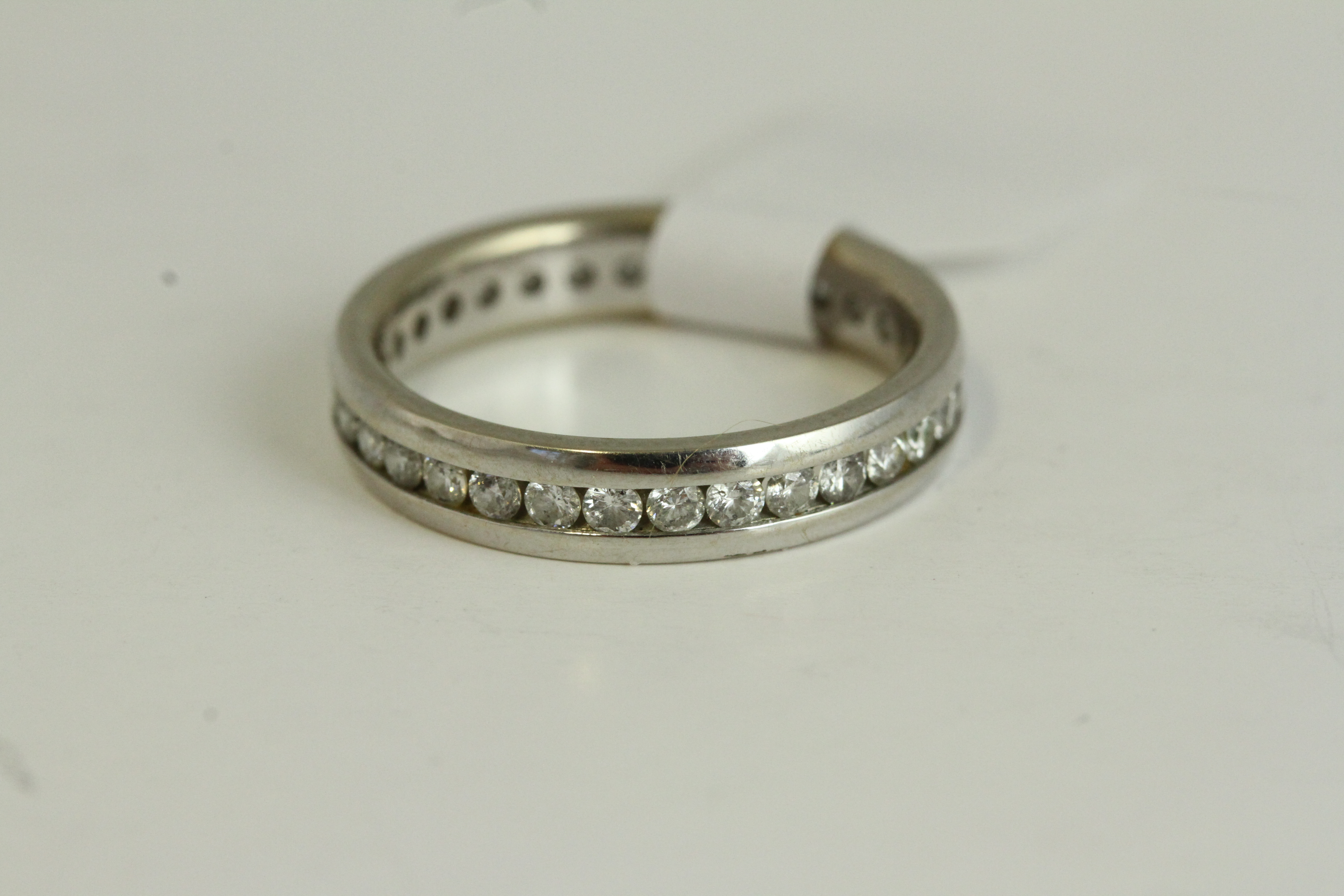 Fine 18ct white gold and diamond Channel set full eternity ring. Uk size K . Fully hallmarked for - Image 2 of 3
