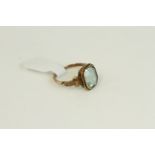 Antique 9ct gold and blue stone ring. Marked 9ct. Measures uk size H . The head of the ring measures