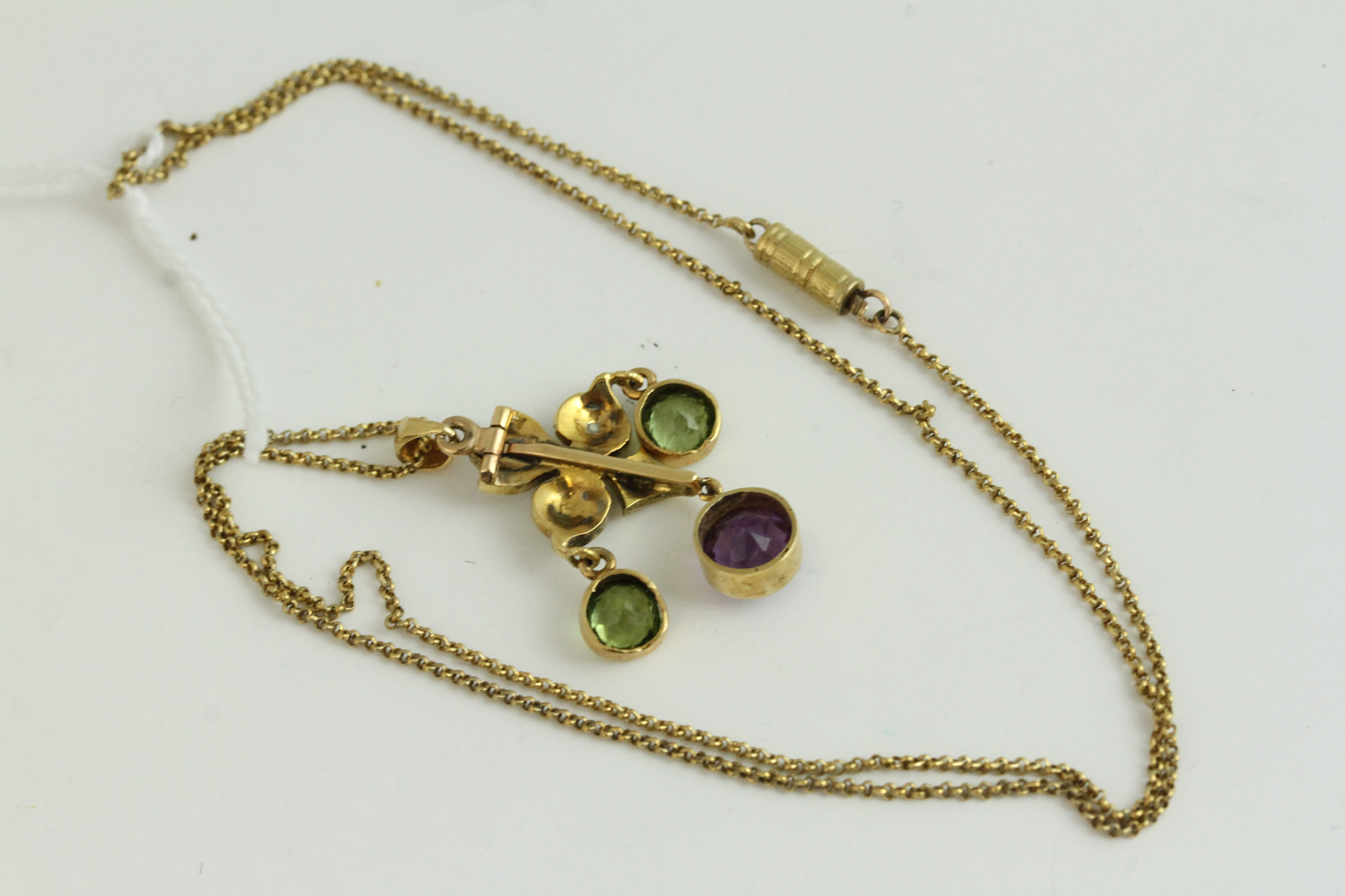 Antique high carat gold suffragette necklace. Set In yellow high carat gold with rose cut - Image 3 of 3