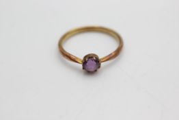9ct gold vintage amethyst solitaire ring (0.7g)