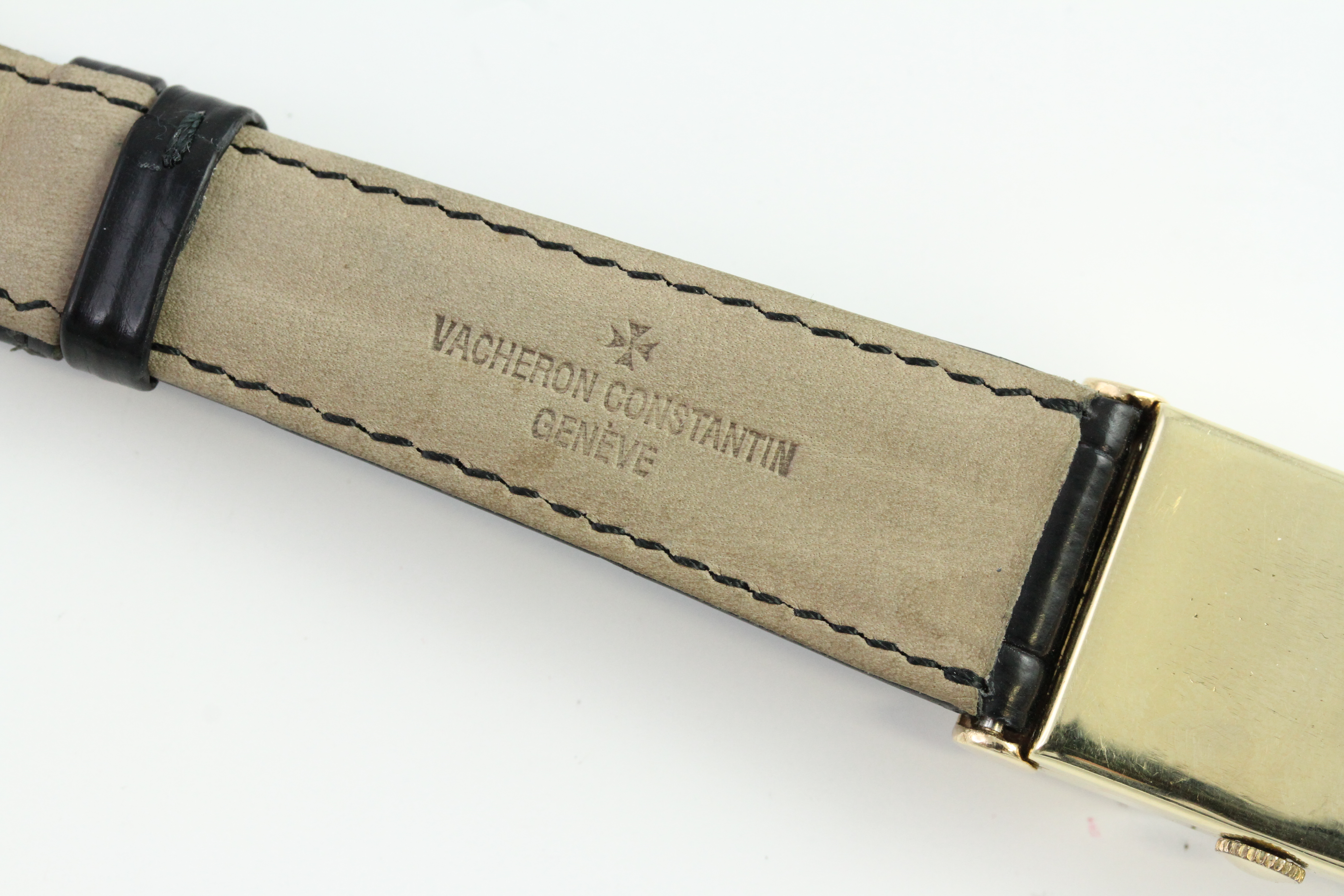 VINTAGE VACHERON & CONSTANTIN 14CT DRESS WATCH CIRCA 1949, champagne rectangular dial with Arabic - Image 4 of 8