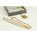 Fine 9ct gold figaro chain necklace . Solid 9ct gold , marked 375 Italy. With one other yellow metal