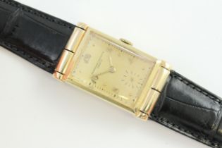 VINTAGE VACHERON & CONSTANTIN 14CT DRESS WATCH CIRCA 1949, champagne rectangular dial with Arabic