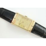 VINTAGE VACHERON & CONSTANTIN 14CT DRESS WATCH CIRCA 1949, champagne rectangular dial with Arabic