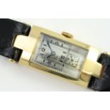 VINTAGE ART DECO 18CT LONGINES DUO DIAL 932 CAL DRESS WATCH, rectangular mirror dial with gun