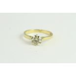 18YG Solitaire Cognac Ring. Diamond estimated 1ct.