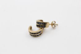 9ct gold sapphire half hoop earrings (2.3g)