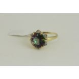 Fine 9ct gold mystic topaz ring. Set in 9ct gold with a large mystic topaz measuring 11mm wide .