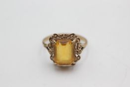 9ct gold vintage paste dress ring (2g)