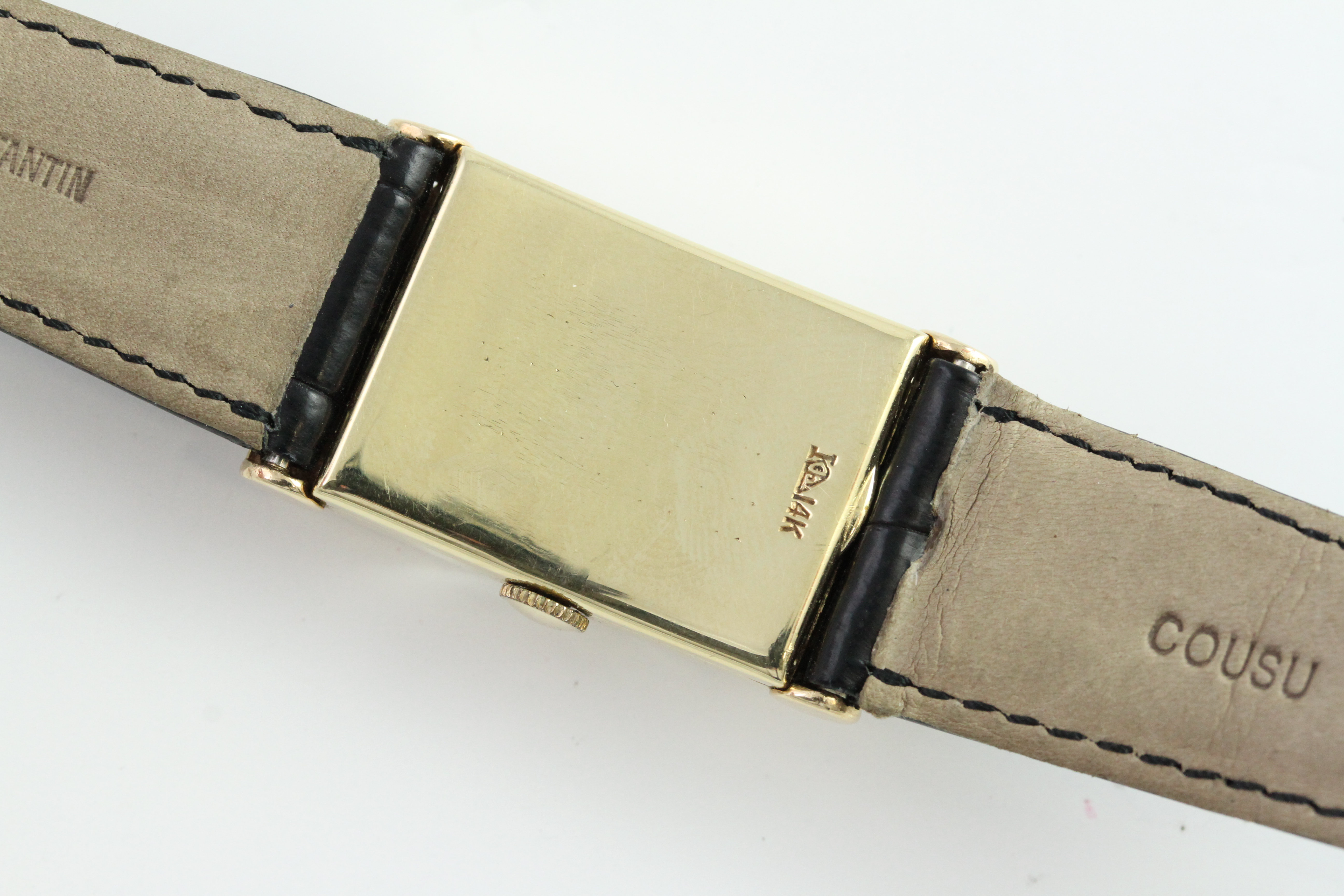 VINTAGE VACHERON & CONSTANTIN 14CT DRESS WATCH CIRCA 1949, champagne rectangular dial with Arabic - Image 3 of 8