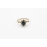 9ct gold vintage sapphire & diamond cluster ring (1.4g)