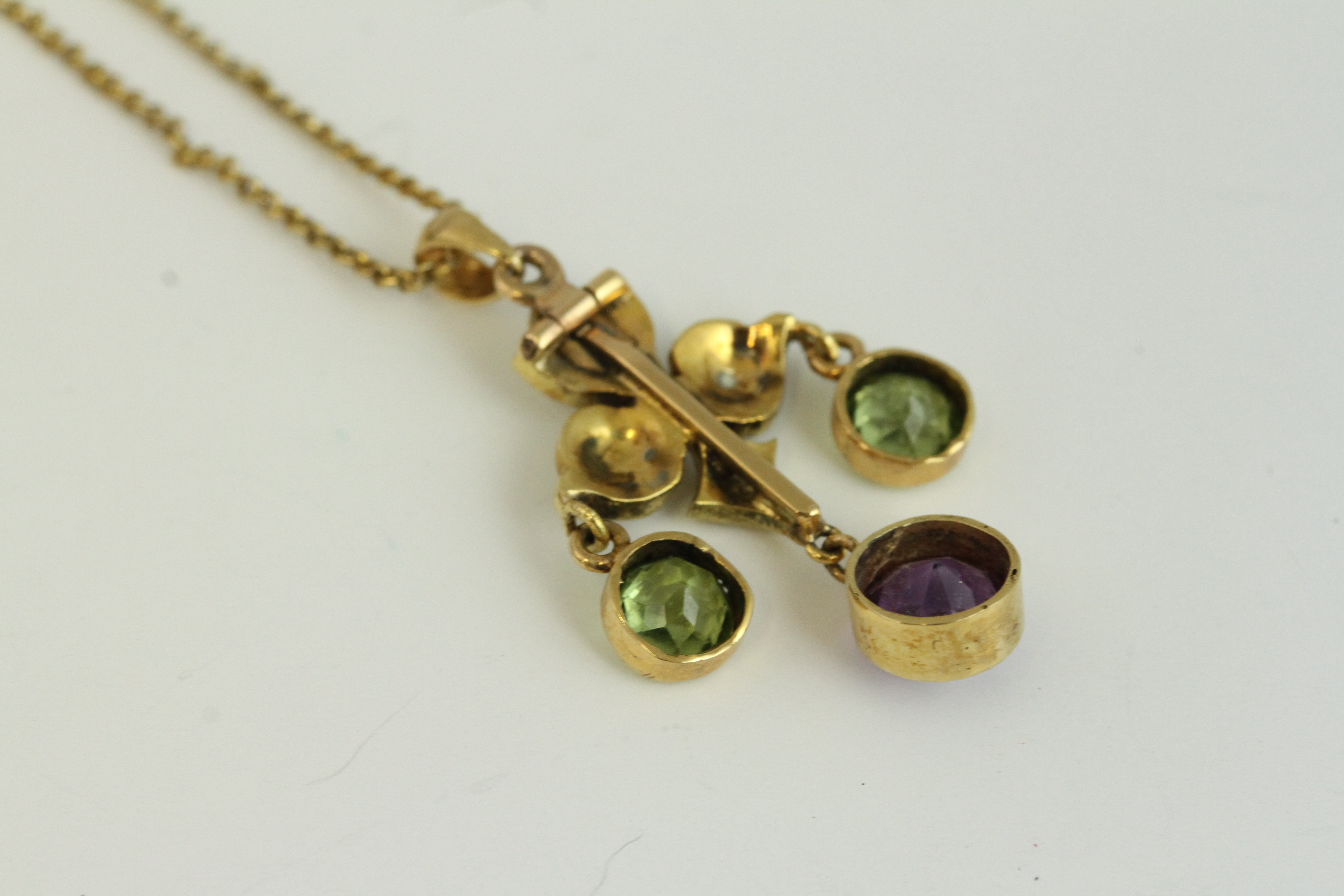 Antique high carat gold suffragette necklace. Set In yellow high carat gold with rose cut - Image 2 of 3