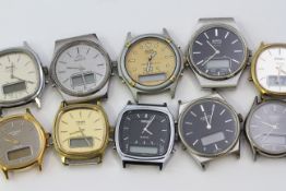 JOB LOT OF 10 TWO PUSHER DIGITAL WATCHES INCLUDING YEMA & MORE