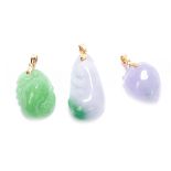 THREE JADEITE PENDANTS