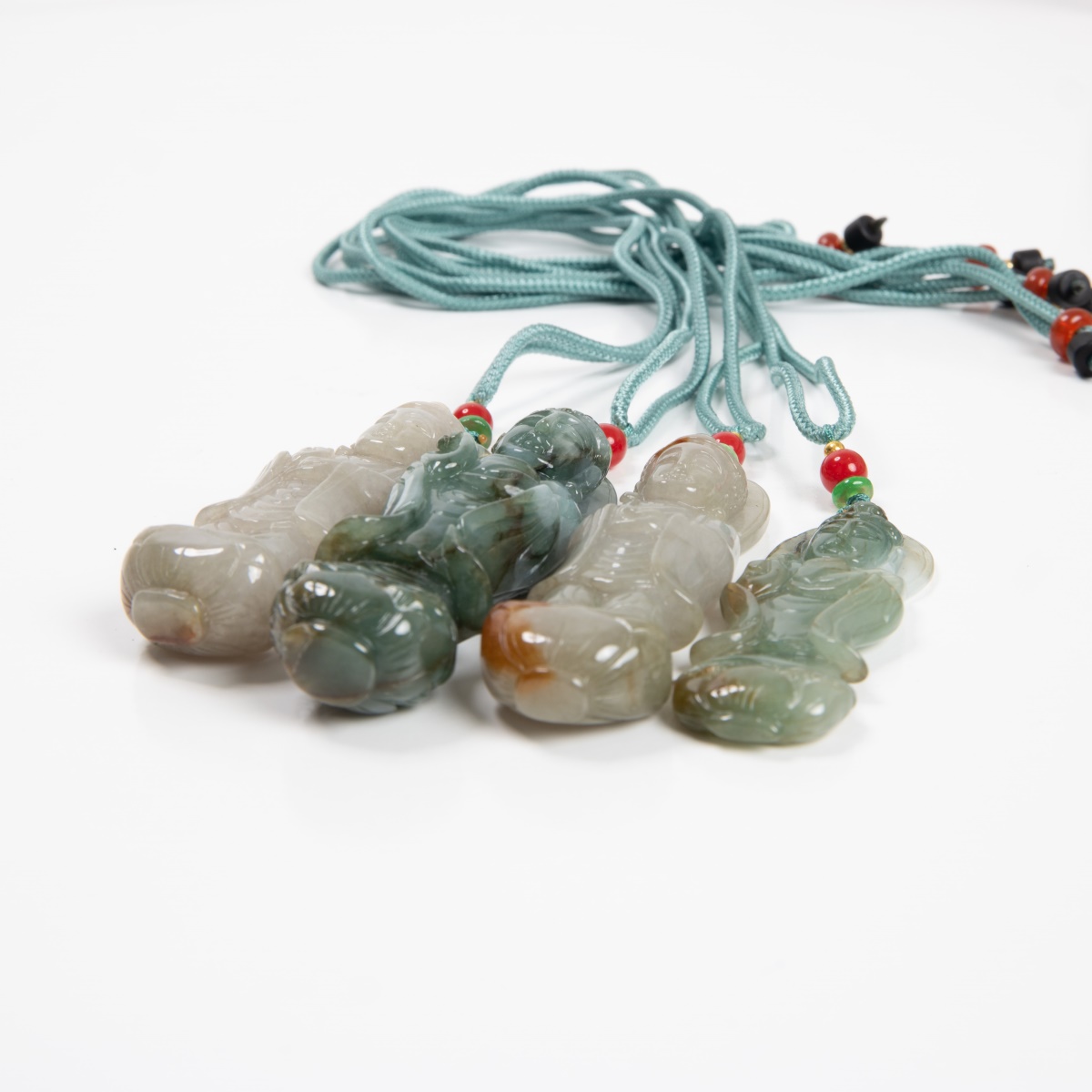 Group Of 4 Jade / Varied Stone Guan Yin Pendants - Image 4 of 6