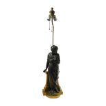 BRONZE ROMAN LADY FIGURE LAMP