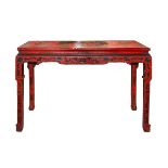 Chinese Red Cinnabar Lacquered Chinese Altar Table