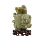 Chinese Jade Vase / Vessel With Cover