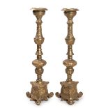 PAIR OF GILDED BRONZE CANDLESTICKS