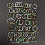 Group Of 76 Pc Jade / Varied Stone Bangles