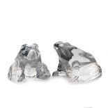 Two Signed Baccarat French Crystal Frog