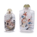 TWO INSIDE PAINTED SNUFF BOTTLES WITH BOXES