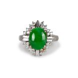 JADEITE AND DIAMOND RING