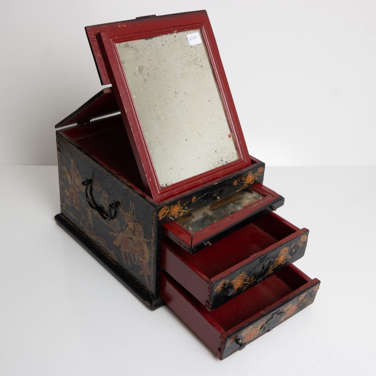 CHINESE SMALL BLACK LACQUER VANITY - Image 4 of 6