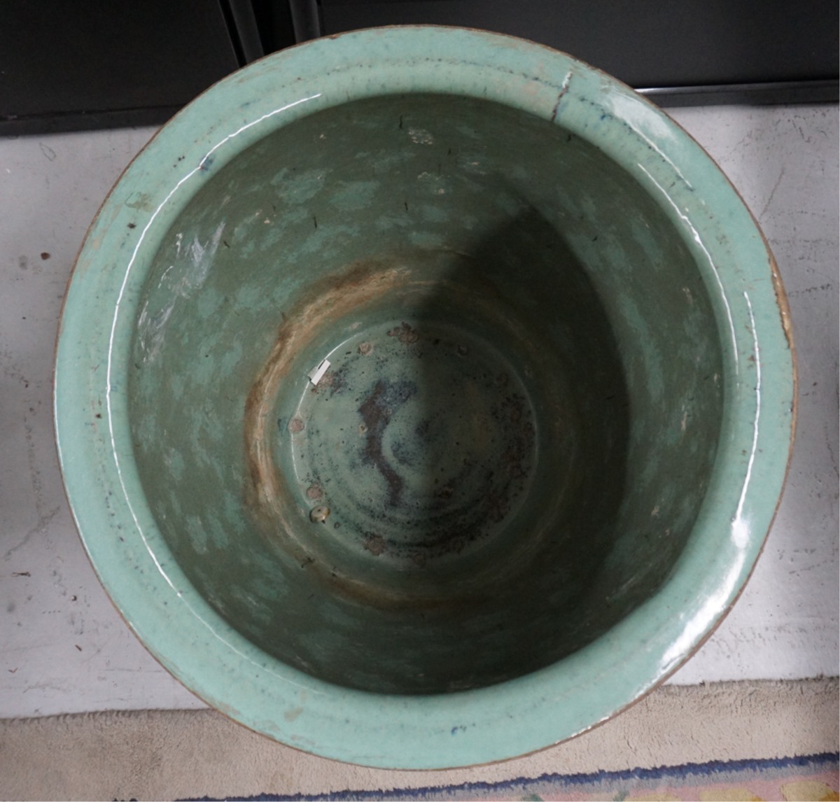 CHINESE GLAZED CERAMIC EGG POT WITH DOUBLE DRAGONS - Image 3 of 6