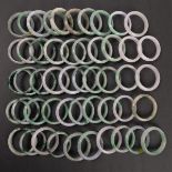 Group Of 50 Pc Jade / Varied Stone Bangles