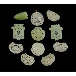 Group Of 11 Jade / Varied Stone Openwork Carvings