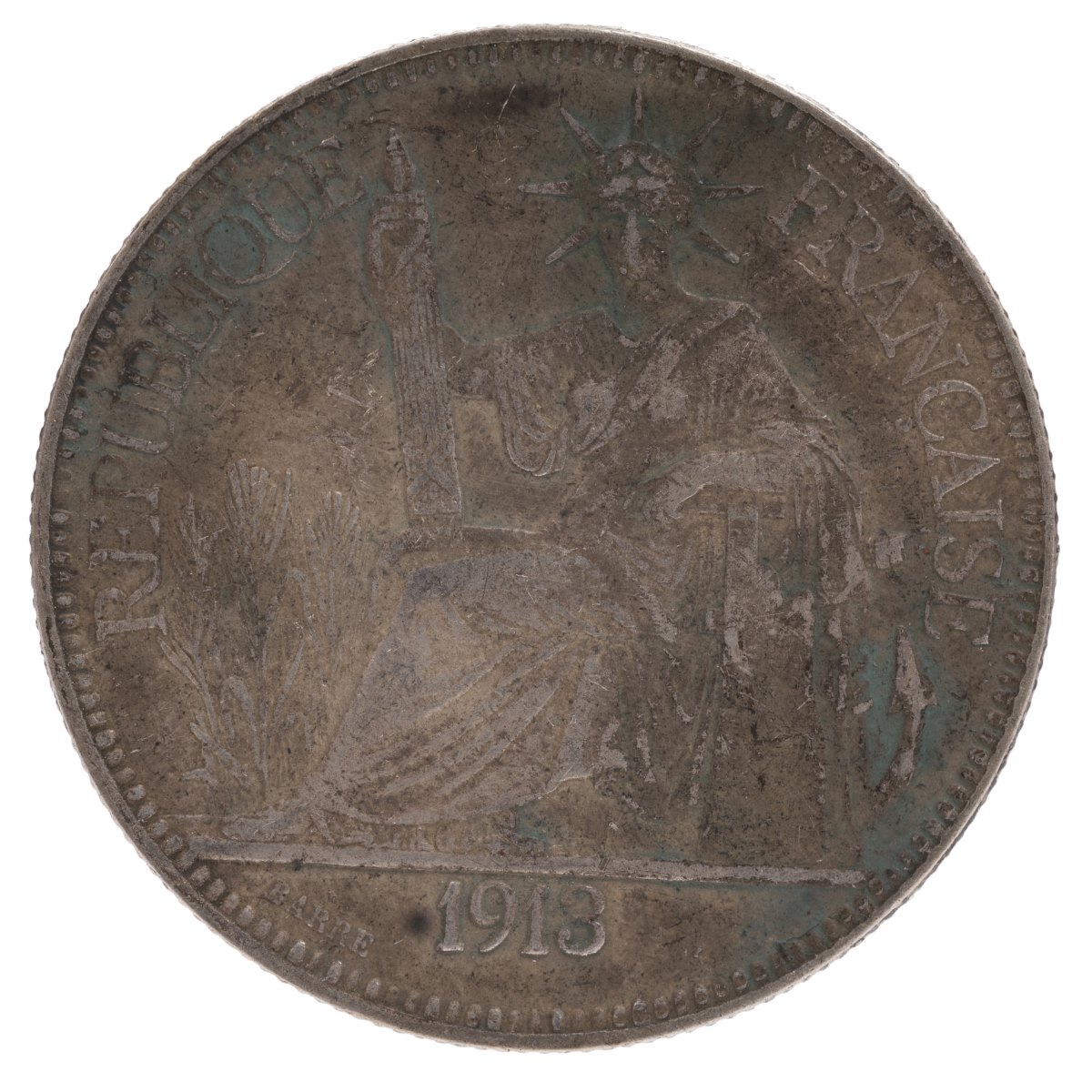 1913 FRENCH INDO-CHINA 1 Piastre Coin